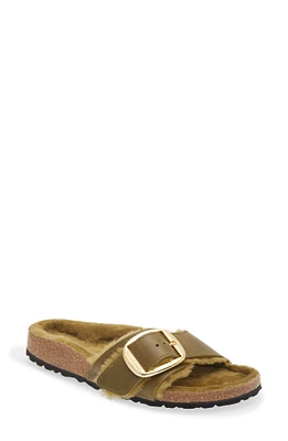 Madrid Big Buckle Genuine Shearling Lined Sandal