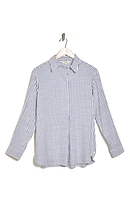 Stripe Oversize Long Sleeve Button-Up Tunic