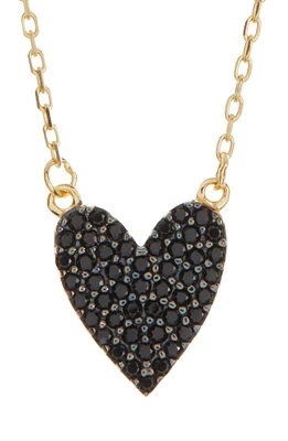 Goldtone Plated Sterling Silver Pave Cubic Zirconia Heart Necklace