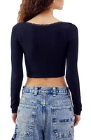 Going for Gold Pointelle Long Sleeve Top