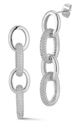 Cubic Zirconia Link Drop Earrings