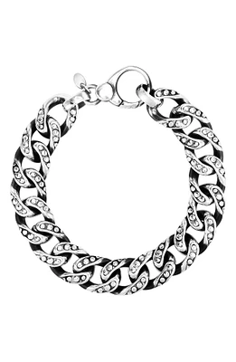 Sterling Silver Gunmetal-Tone Italian Curb Link Bracelet