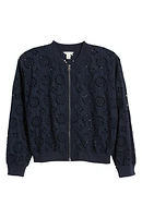 Cotton Eyelet Bomber Jacket