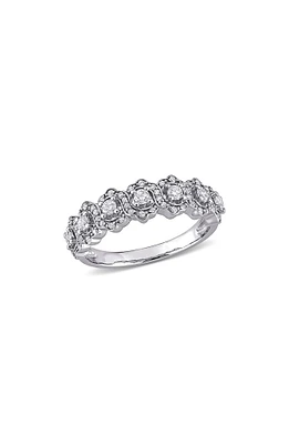 Diamond Halo Semi Eternity Ring - 0.5ct.