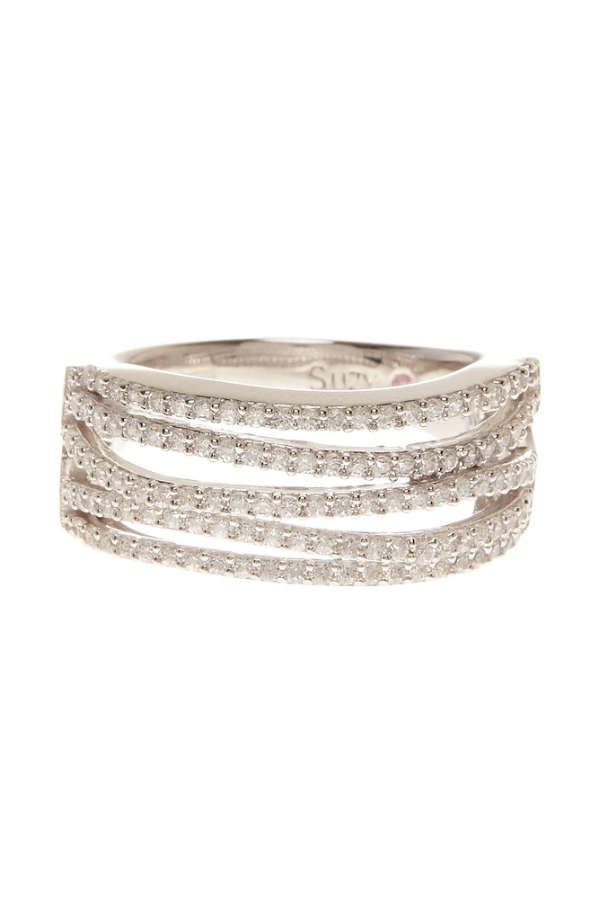Sterling Silver Cubic Zirconia Gladiator Ring