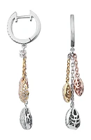 Tri-Tone CZ Dangle Earrings
