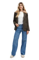 Faux Fur Collar Single Button Bouclé Blazer
