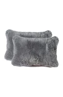New Zealand 12x20 Genuine Sheepskin Pillow - Set of 2 - Gray