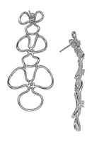 Sterling Silver CZ Flower Drop Dangle Earrings