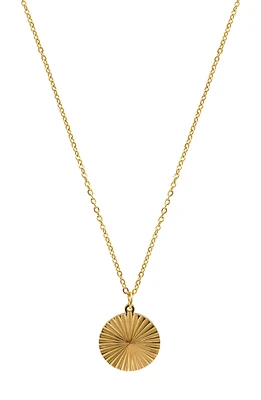 14K Gold Plated Water Resistant Medallion Burst Pendant Necklace