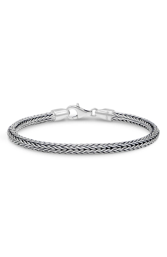 Gender Inclusive Sterling Silver Foxtail Round 4mm Chain Bracelet
