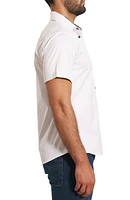 Trim Fit Solid Cotton Short Sleeve Button-Up Shirt