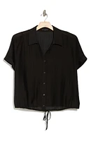 Short Sleeve Tie Front Button-Up Shirt