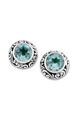 Round Cut Blue Topaz Stud Earrings