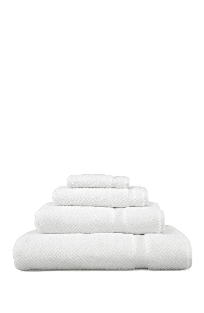 White Herringbone 4-Piece Towel Set