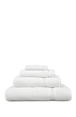 White Herringbone 4-Piece Towel Set