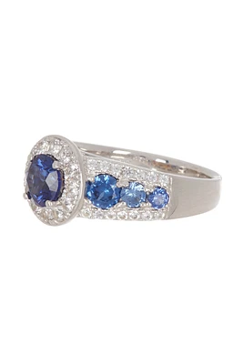 Sterling Silver Large Sapphire Halo Ring
