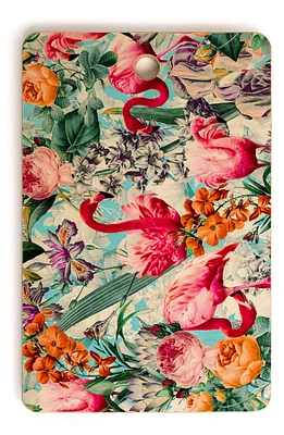 Burcu Korkmazyurek Floral and Flamingo VII Rectangle Cutting Board