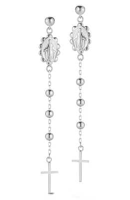 Sterling Silver Rosary Dangle Earrings