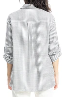 Stripe Oversize Long Sleeve Button-Up Tunic
