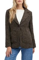 Faux Fur Collar Single Button Bouclé Blazer