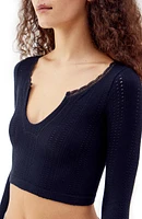 Going for Gold Pointelle Long Sleeve Top