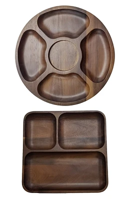 INTERNATIONAL Acacia Wood 2-Piece Tray Set