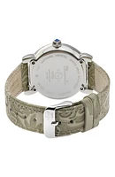 Women's Marsala Diamond Dial Leather Strap Watch