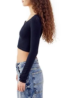 Going for Gold Pointelle Long Sleeve Top