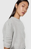 Campbell Pointelle Puff Sleeve Merino Wool Blend Sweater
