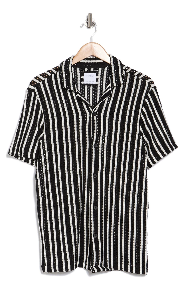 Stripe Open Stitch Camp Shirt