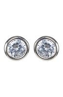 Bezel Cubic Zirconia Stud Earrings