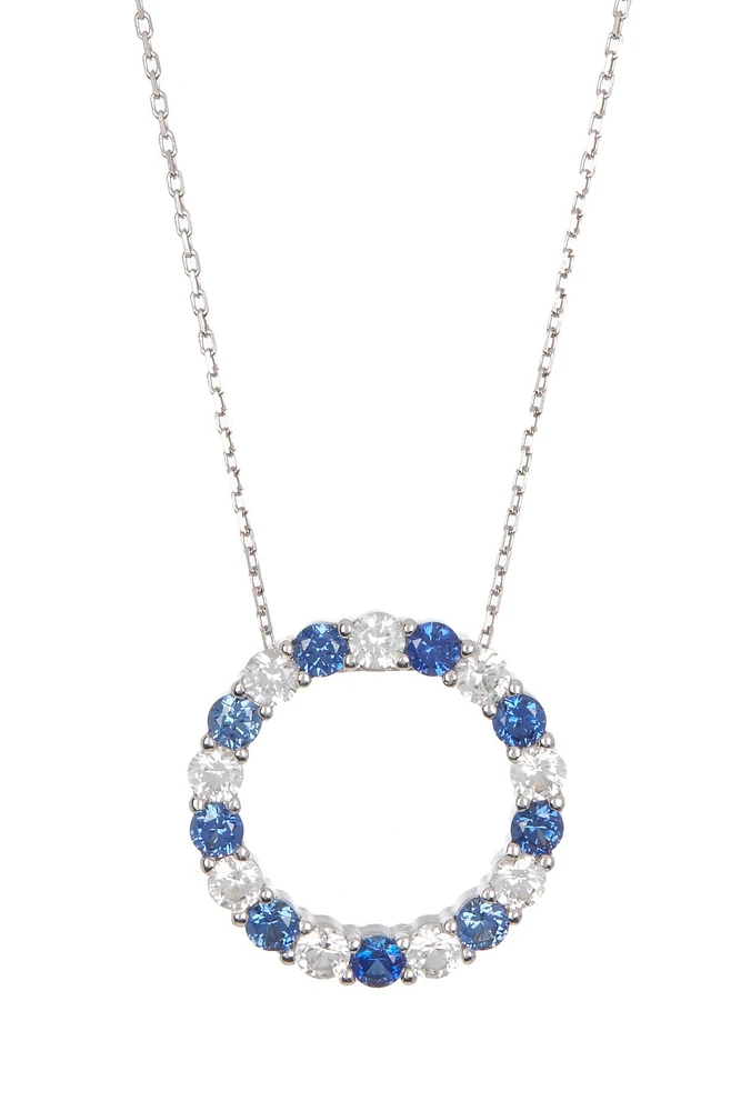 Sterling Silver Sapphire Circle Pendant Necklace