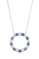 Sterling Silver Sapphire Circle Pendant Necklace