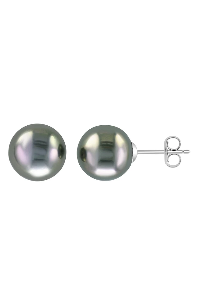 14K White Gold Tahitian Pearl Stud Earrings