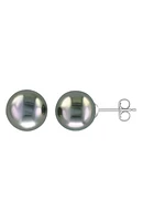 14K White Gold Tahitian Pearl Stud Earrings