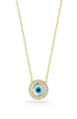 Cubic Zirconia & Mother-of-Pearl Evil Eye Pendant Necklace