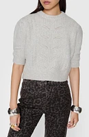 Campbell Pointelle Puff Sleeve Merino Wool Blend Sweater