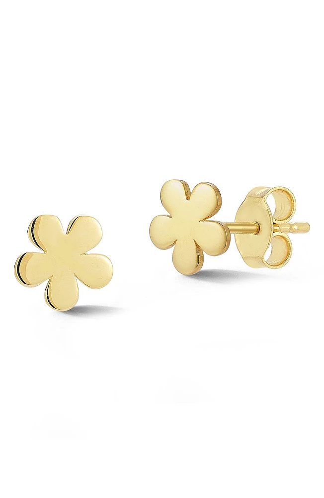 14K Gold Flower Stud Earrings