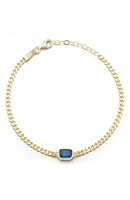 14K Gold Vermeil Curb Link CZ Solitaire Bracelet