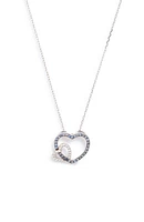 Sterling Silver Sapphire Open Heart Pendant Necklace