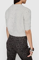 Campbell Pointelle Puff Sleeve Merino Wool Blend Sweater