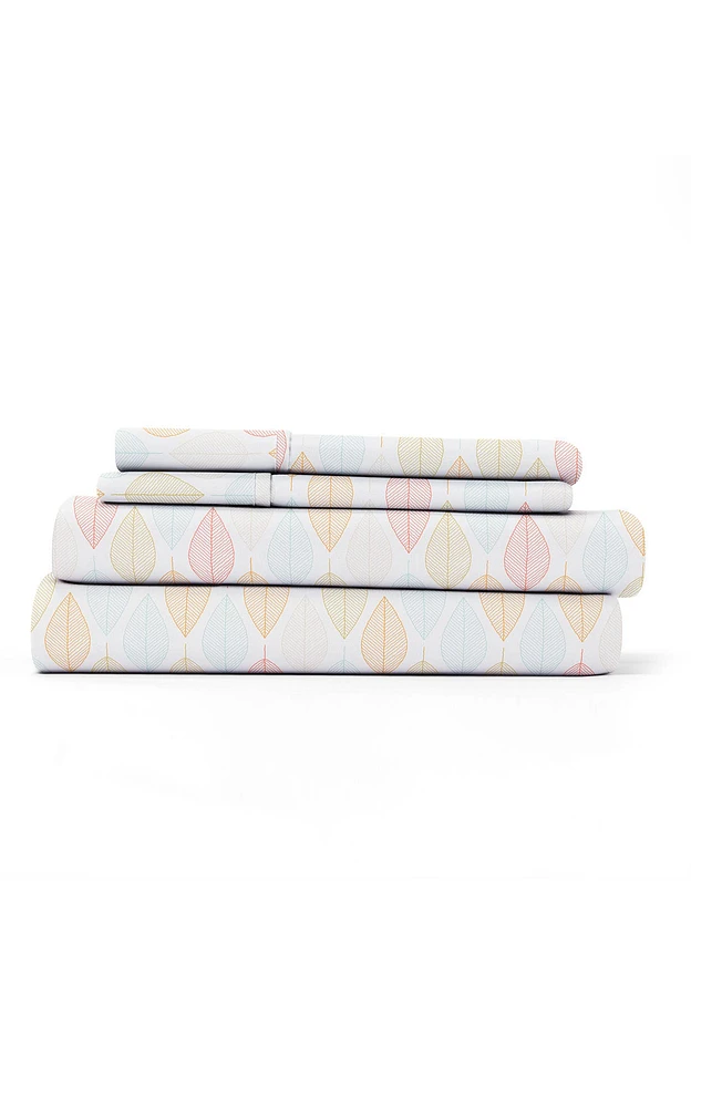 HOME SPUN Premium Ultra Soft Fall Foliage Pattern 4-Piece Bed Sheet Set