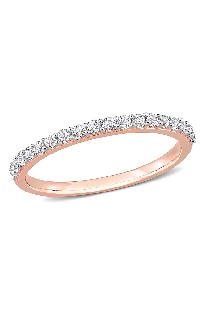 10K Rose Gold Plated Lab Created White Sapphire Ring