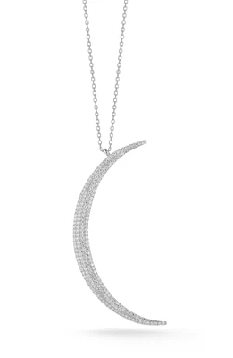 Sterling Silver & CZ Moon Necklace