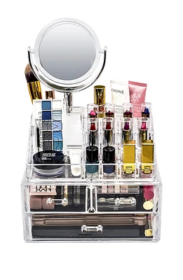 Makeup Storage Organizer with Magnifying Mirror