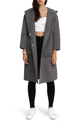 Walk This Way Houndstooth Print Wool Blend Coat