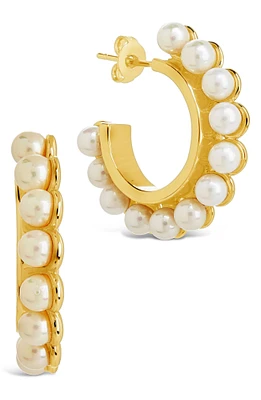 Imitation Pearl Hoop Earrings