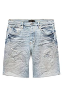 Rip & Repair Raw Edge Denim Shorts with Quilted Pockets