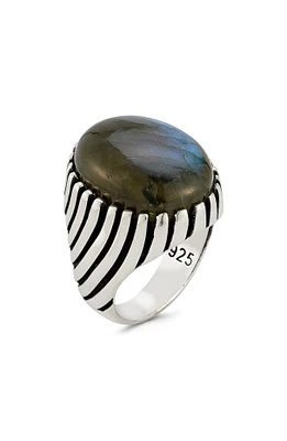 Men's Oxidized Sterling Silver Labradorite Ring